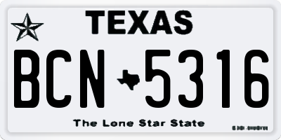 TX license plate BCN5316