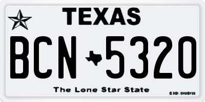 TX license plate BCN5320
