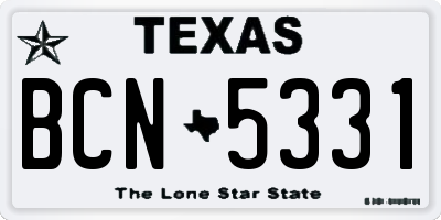 TX license plate BCN5331