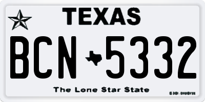 TX license plate BCN5332