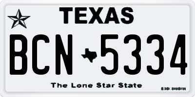 TX license plate BCN5334