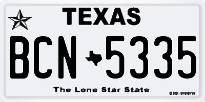 TX license plate BCN5335