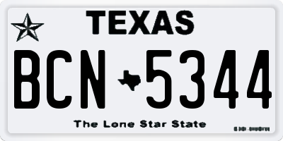 TX license plate BCN5344