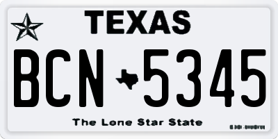 TX license plate BCN5345
