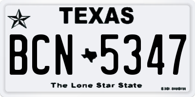 TX license plate BCN5347