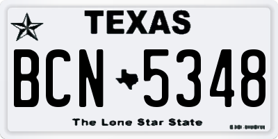 TX license plate BCN5348