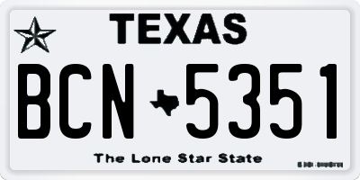 TX license plate BCN5351