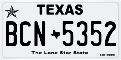 TX license plate BCN5352