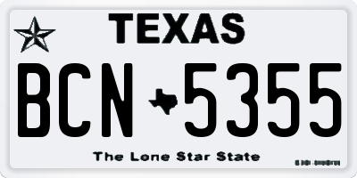 TX license plate BCN5355