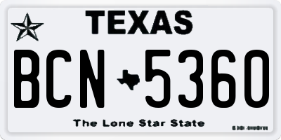 TX license plate BCN5360