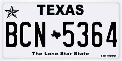 TX license plate BCN5364