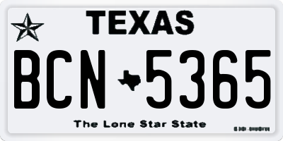 TX license plate BCN5365