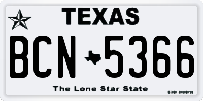 TX license plate BCN5366