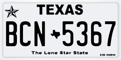 TX license plate BCN5367