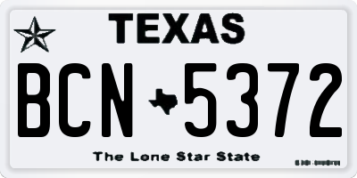 TX license plate BCN5372