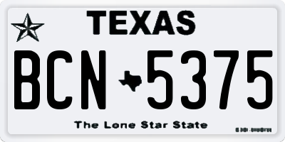 TX license plate BCN5375