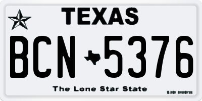 TX license plate BCN5376