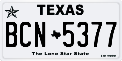TX license plate BCN5377