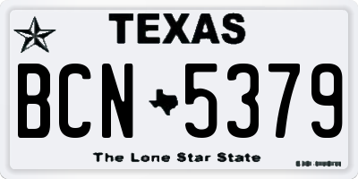 TX license plate BCN5379