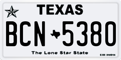 TX license plate BCN5380