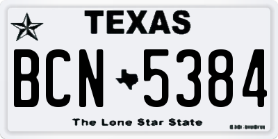 TX license plate BCN5384