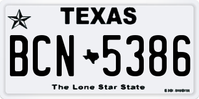 TX license plate BCN5386