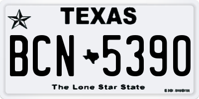 TX license plate BCN5390