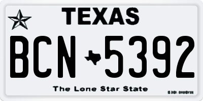 TX license plate BCN5392