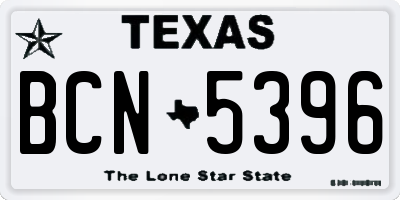 TX license plate BCN5396