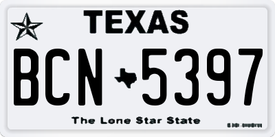 TX license plate BCN5397
