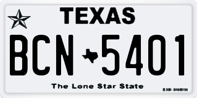 TX license plate BCN5401