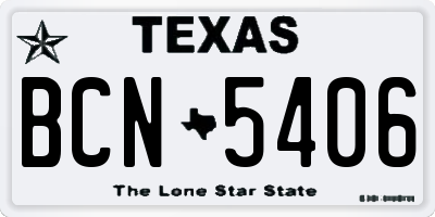 TX license plate BCN5406