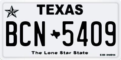TX license plate BCN5409