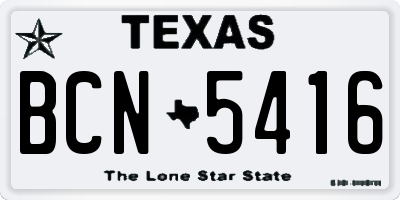 TX license plate BCN5416
