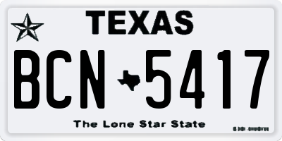 TX license plate BCN5417