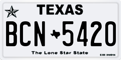 TX license plate BCN5420