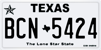 TX license plate BCN5424
