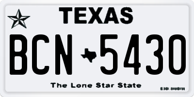 TX license plate BCN5430