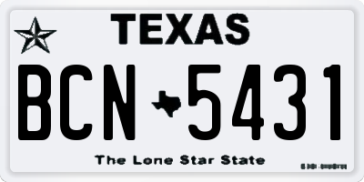TX license plate BCN5431