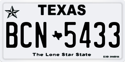 TX license plate BCN5433