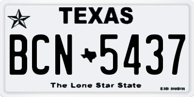 TX license plate BCN5437