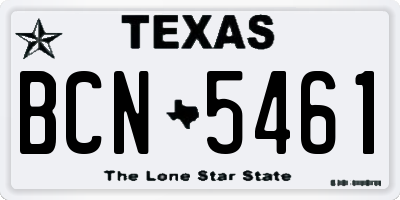 TX license plate BCN5461