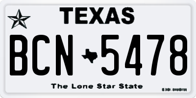 TX license plate BCN5478