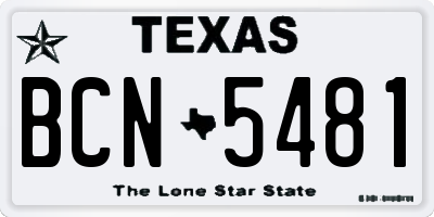 TX license plate BCN5481
