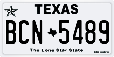TX license plate BCN5489