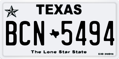 TX license plate BCN5494
