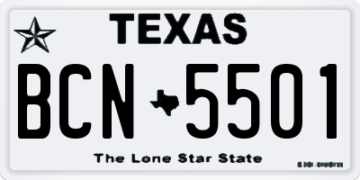 TX license plate BCN5501