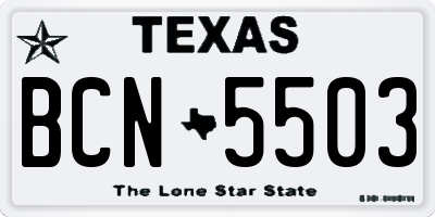 TX license plate BCN5503
