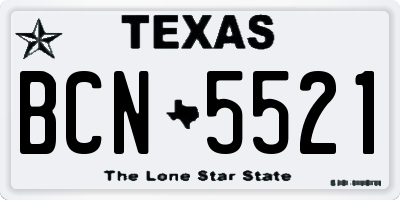 TX license plate BCN5521
