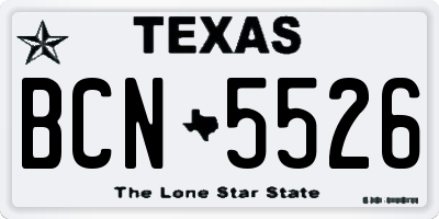 TX license plate BCN5526